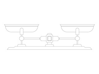 Weight balance scale tool measuring heaviness equal unequal analysis precision item design set outline