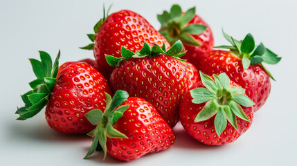 A group of perfectly ripe strawberries