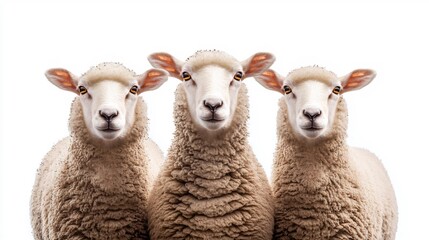 Obraz premium Three Sheep Looking Directly at the Camera. AI Generated