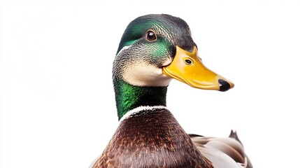 Obraz premium Close-Up Portrait of a Curious Mallard Duck. AI Generated