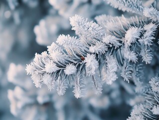 Frosty Pine Tree Close Up