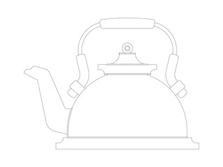 Teapot liquid water place kettle old antique traditional drink jar kitchen stuff item design set outline