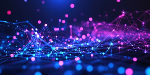 Obraz premium abstract technology background with glowing particles and lines