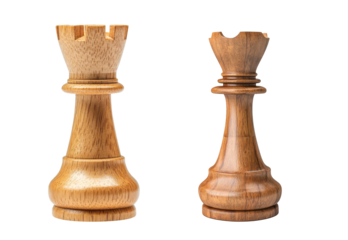 Wooden Chess Rook Piece Closeup.
