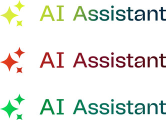 AI assistant multiple colors chat logotype button for all kind of generative application or website. Sparkle icons tools into Ai generation online app