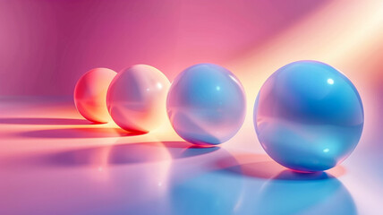 Radiant spheres arranged in a gradient of light during a vibrant artistic display