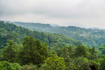 beautiful mountain views with fog in the morning.