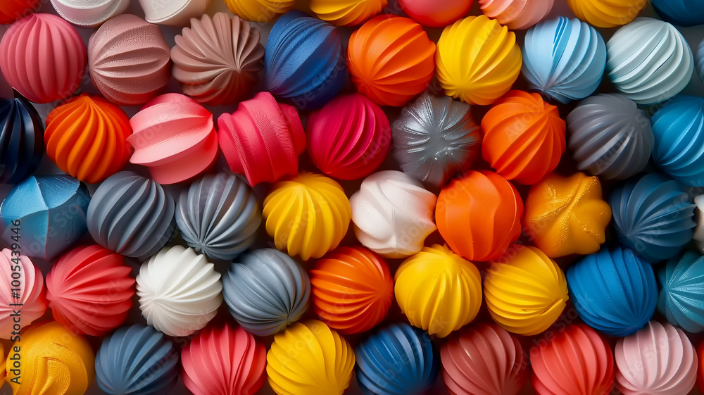 Poster a vibrant assortment of textured spheres displays an array of playful colors