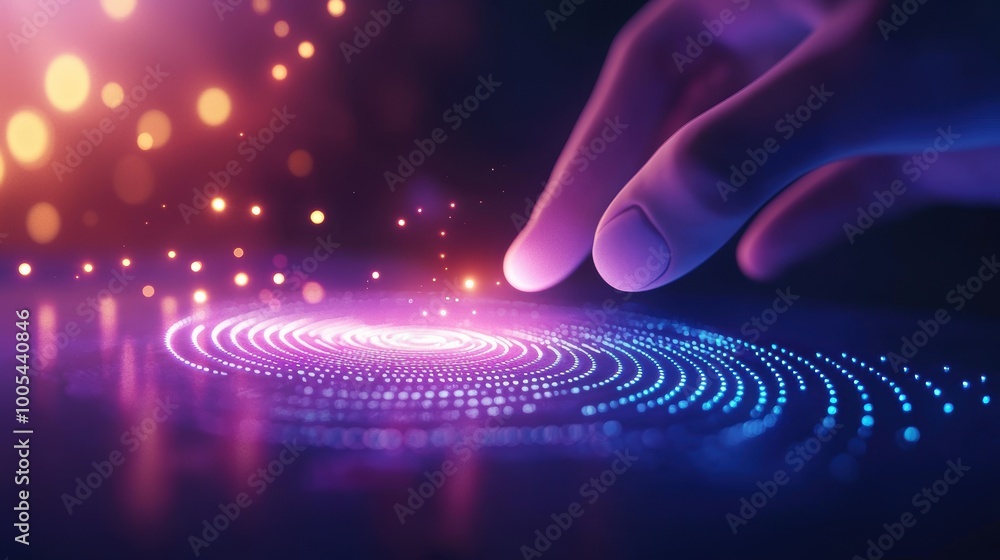 Poster digital interaction with colorful light particles