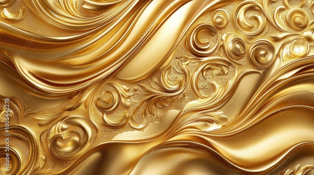 Poster abstract gold swirls and intricate designs create a stunning pattern on a dynamic backdrop, represen