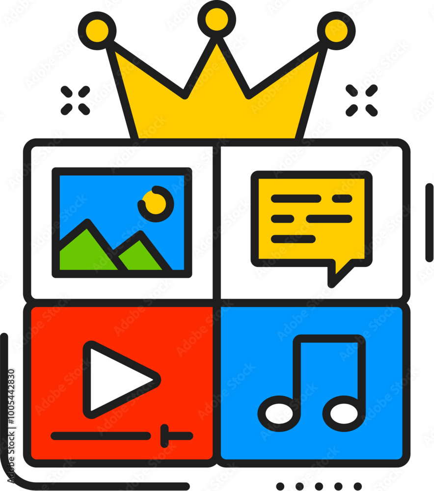 Aufkleber online blogging content premium line icon. web social media video, digital blogger technology or net