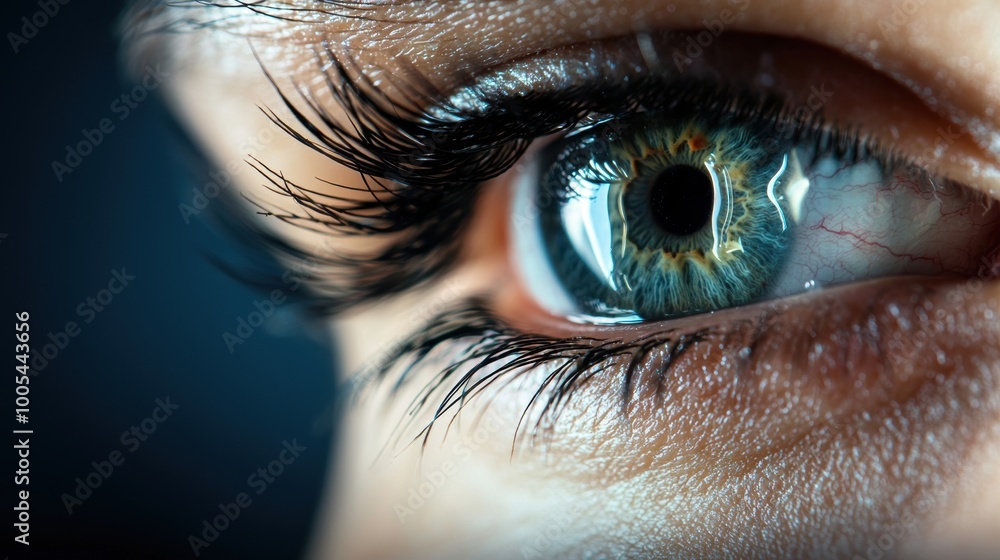 Poster close-up view of an eye with unique iris pattern