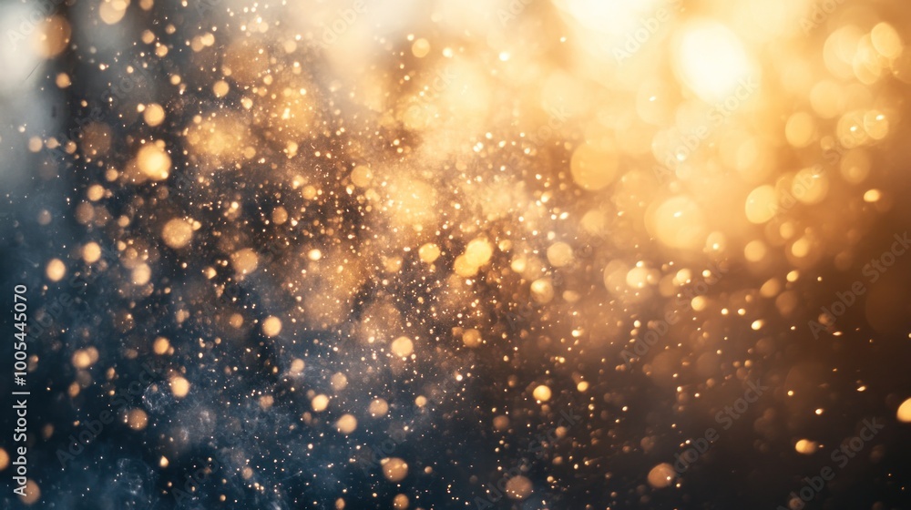 Aufkleber a dreamy bokeh effect with golden particles creating a magical atmosphere.