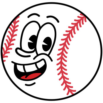 recommend clip art: Baseball Ball Mascot Cartoon Character Design Retro Vintage Style