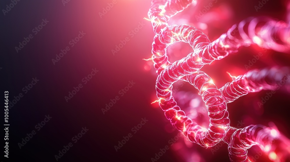 Poster abstract representation of dna helix with glowing effects