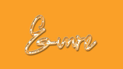 3D Thick Transparent Liquid text effect of name Emre on Yellow Background.