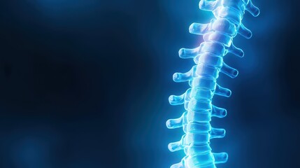 Luminous Human Spine on Dark Background