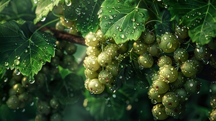 Dew Drops on Green Currants: A Close-Up View of Nature's Beauty