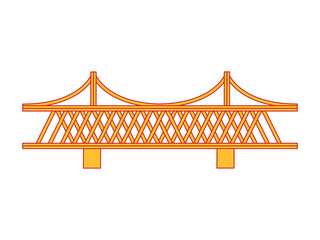China city downtown bridge Chinese architecture building style suspension bridge type art icon oriental design