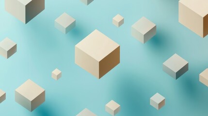 Abstract 3D Cubes on Blue Background