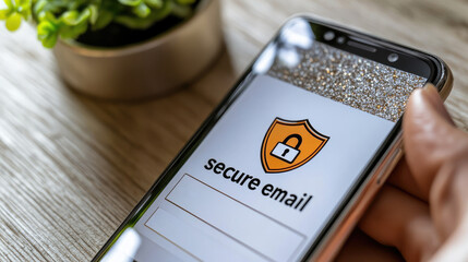 Secure Email Login on Smartphone with Plant Background