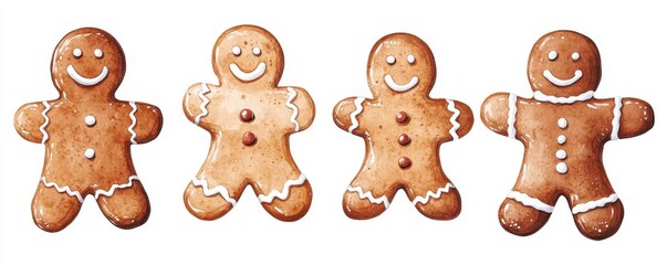 Set watercolor elements with Gingerbread cookies,Cup cocoa and sweets,cookies,sweet holiday card,Christmas menu,season greeting,xmas and New Year sweet composition,space for text.