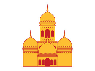 China Islam mosque holy prayer place religious tourism destination Chinese architecture building style design icon set