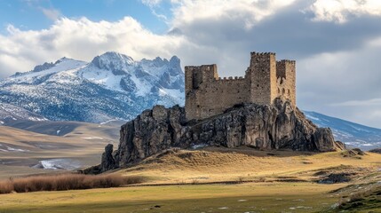 Fototapeta premium Devil Castle (Seytan Kalesi), also known as Cildiran Castle and Kal-I Devil, escape, demon fortress is also passed, Ardahan nearby Kars, 