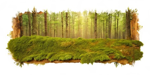 Forest Edge with Sunlit Trunks and Mossy Ground