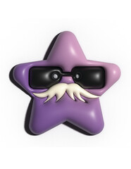 Star cartoon 3D icon, on a white background