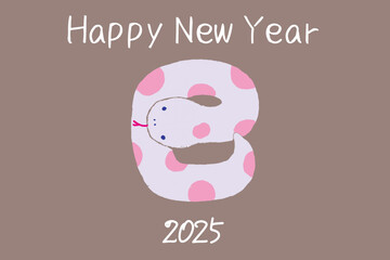 巳年の年賀状テンプレート　可愛い　手書き