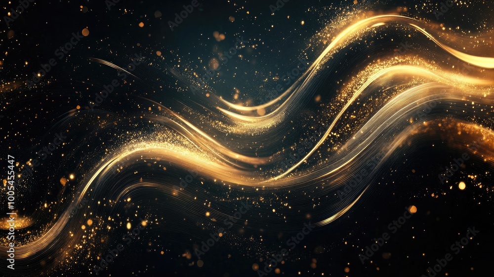 Aufkleber abstract golden trails and luxurious patterns swirl across a dark, dynamic background, creating a st