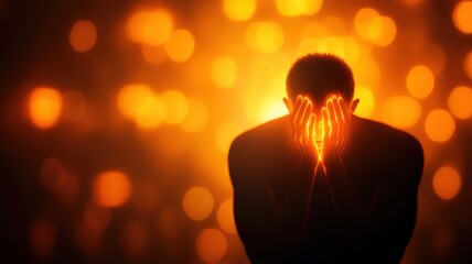 Man Expressing Emotions with Bright Light in Background