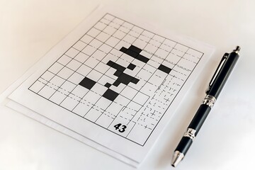Crossword puzzle and a pencil on the table