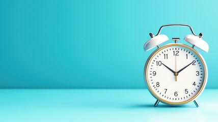 Classic Alarm Clock on a Blue Background