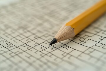 Crossword puzzle and a pencil on the table