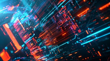 Fototapeta premium Poster layout with cybersecurity elements.