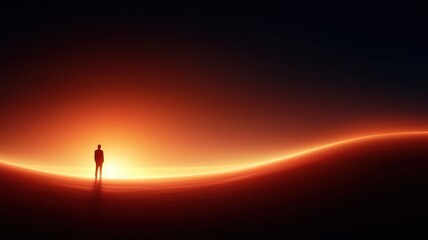 Fototapeta premium Silhouette Against Dramatic Sunset Horizon