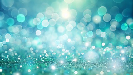 Obraz premium Sparkling Teal Bokeh Background with Glitter and Light