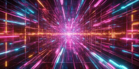 Obraz premium a colorful neon tunnel with neon lights