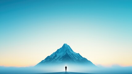 Solitary Figure at the Base of a Mountain