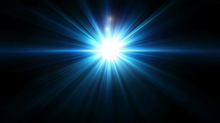 Obraz premium A bright blue and white light burst on a black background.