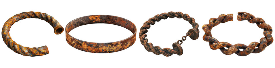 Rustic metal bracelet isolated on transparent background