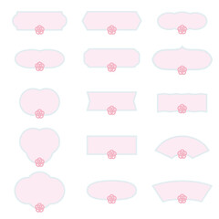 和風、梅結びの水引きのテキストフレームのイラストセット