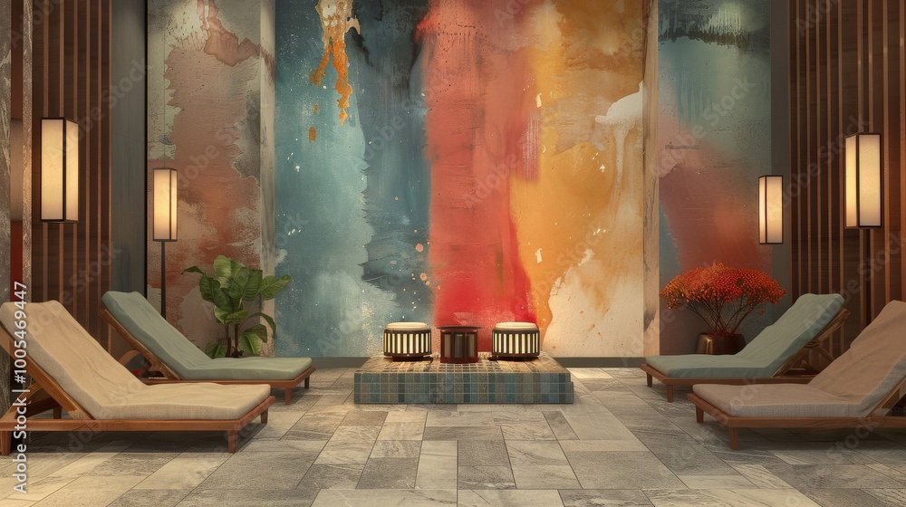Aufkleber serene spa setting with an eye-catching abstract color backdrop.