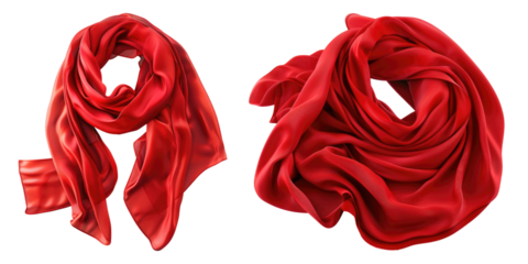 Red scarf isolated on transparent background