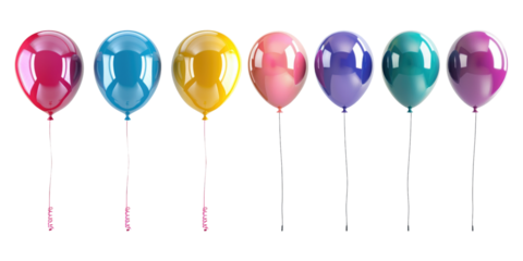 Colorful balloons isolated on transparent background