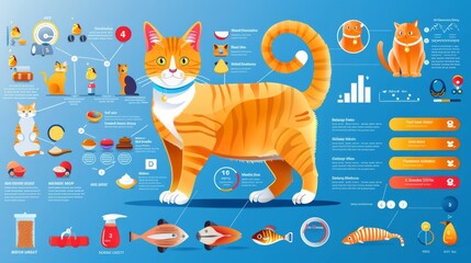 Cheerful Cat Care Infographic with Helpful Tips