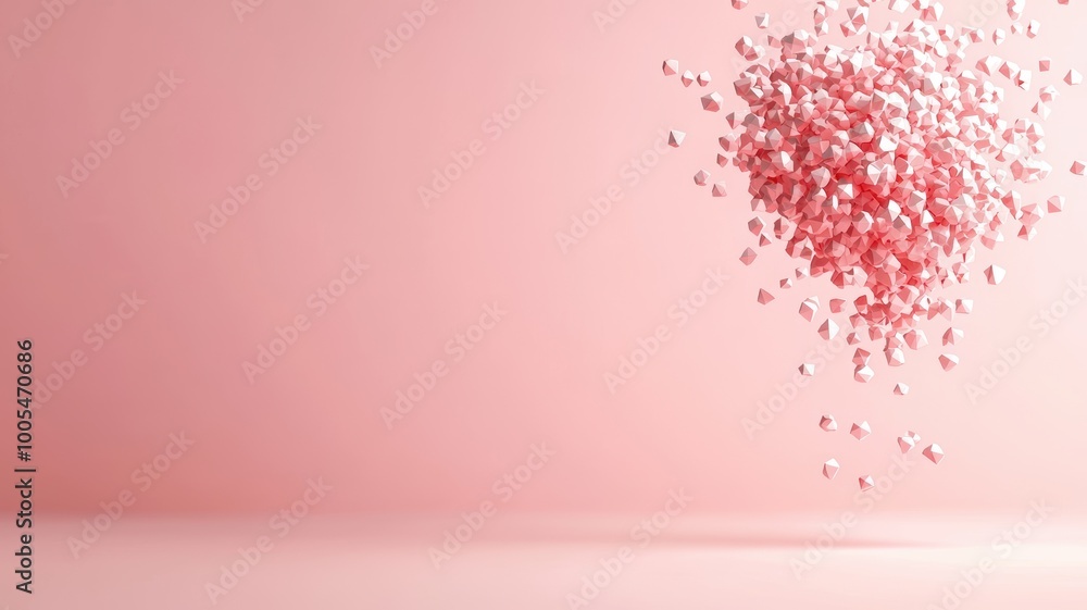 Poster abstract geometric patterns in soft pink background