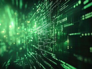 Fototapeta premium Green numbers on computer screen